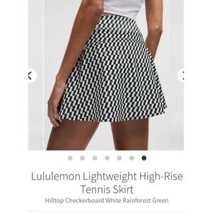 🍋EUC Lululemon Lightweight High-Rise Tennis Skirt Gingham Rainforest Green 12